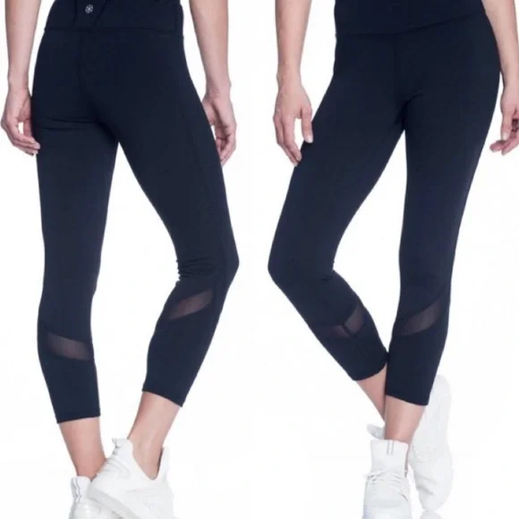 GAIAM, Pants & Jumpsuits, Gaiam Yoga Crop Mesh Leggings 78 Detail Mid  High Waist